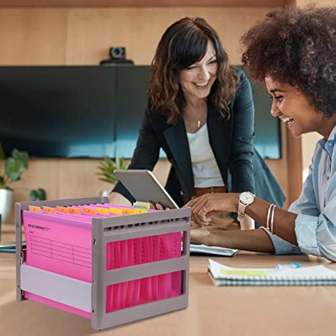 Suspension Files, MerryNine 15PCS Polypropylene Filing Cabinet Suspension Files with Tabs and Card Inserts for School Home Work Office Organization **Check Size Before Ordering ** (Pink, A4)