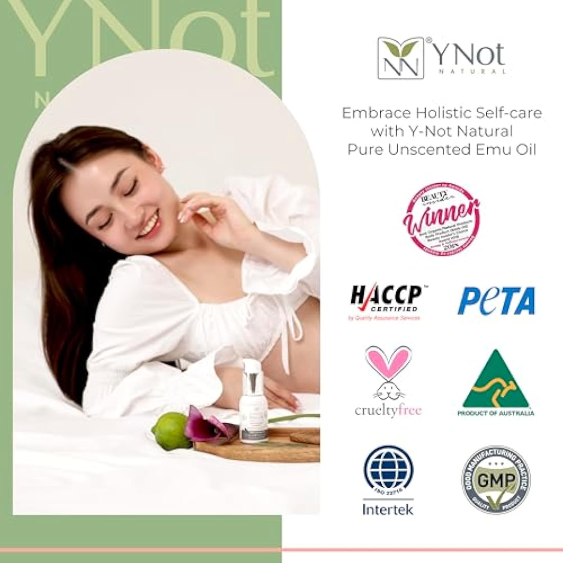 Y-Not Natural Ultra Pure Australian Emu Oil - Luxury, Hospital Grade Emu Oil 200 ml | Free Range Aboriginal Omega 3,6& 9 Oil Infused w/Lemongrass-The Ultimate Moisturizer for Skin,Hair,Nails,and Scalp