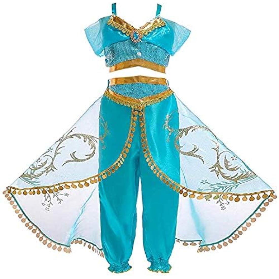 Atorcher Jasmine Princess Costume for Girls Sequined Princess Costume Set Dress Up for Kids Aladdin Costume Kids