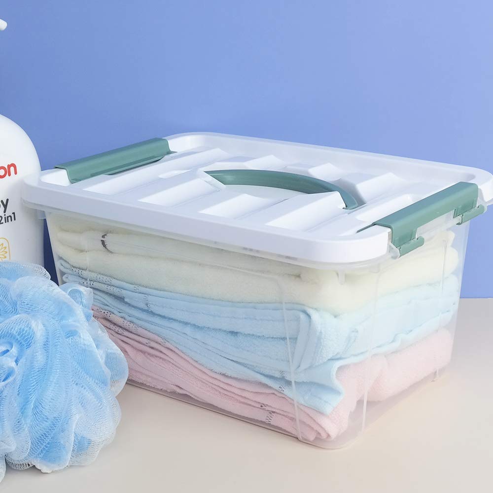 Leendines Set of 6 Clear Storage Boxes with Lid, Plastic Small Boxes, 7 Liters