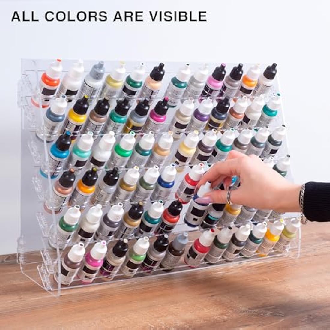 Plydolex Vallejo Acrylic Paint Rack Organizer With 72 Holes for Miniature Set - Wall-Mounted Organizers and Storage - Bottle Holder 15.8x5.1x11.6 Inch
