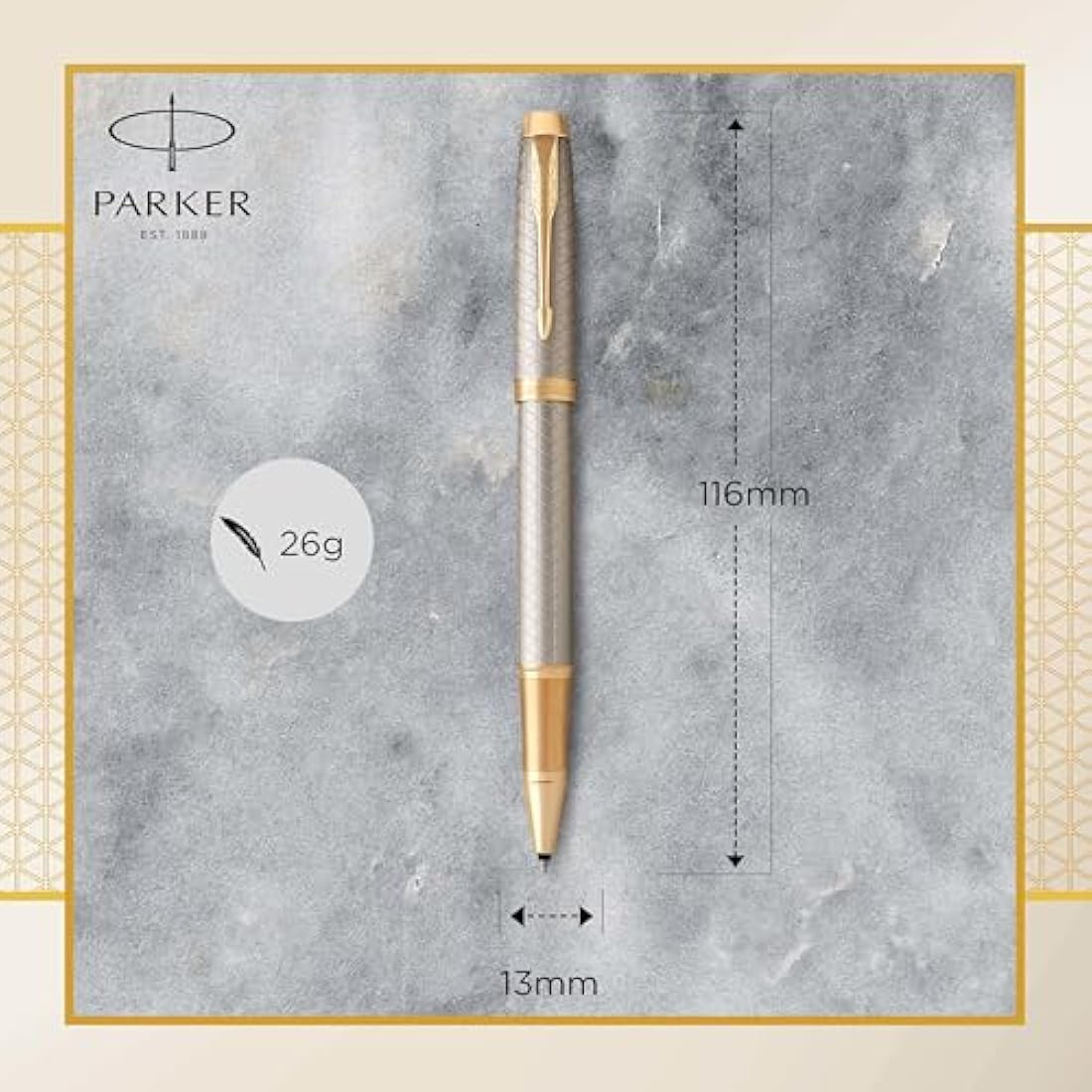 Parker IM Rollerball Pen | Premium Warm Silver | Fine Point Black Ink | Gift Box