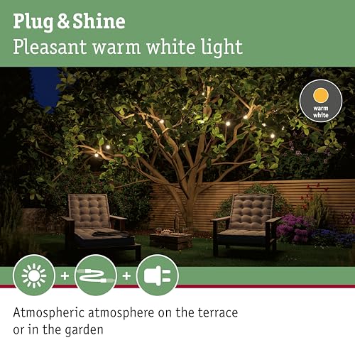 Paulmann 94165 Outdoor Plug & Shine Light Chain IP 3000K 7x5lm 24V, White