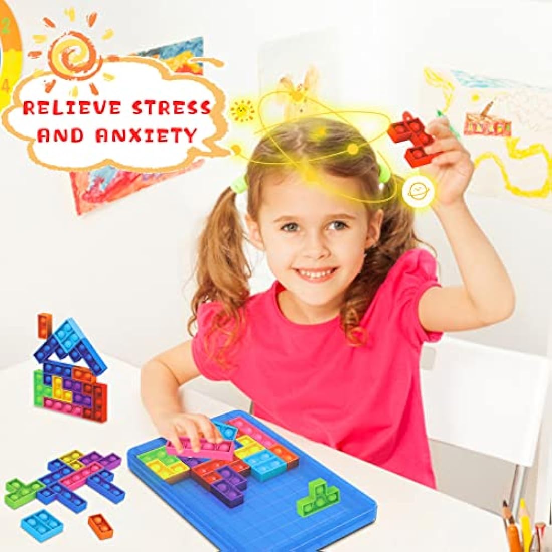 Silicone Sensory Fidget Toys for Kids Boys Girls, Puzzle Pop Game for Kids Adults Anti-Stress & Relax Squeeze Toys - Best Puzzle Gifts