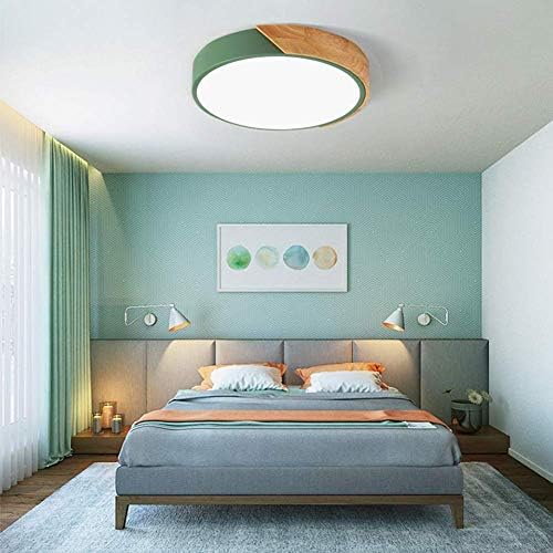 minifair Round Trichromatic Dimming LED Ceiling Light Flush Mount,Green,12inch/30cm