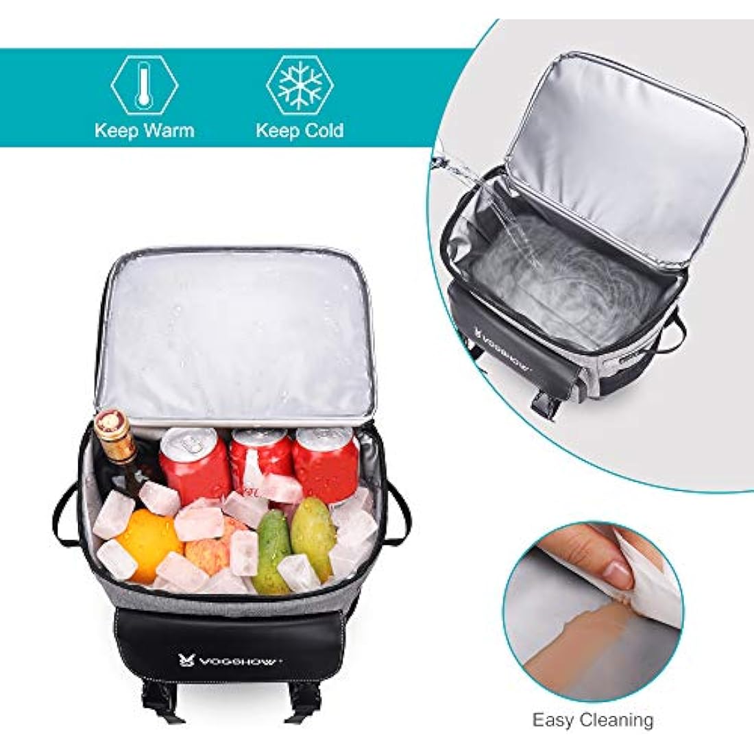 Vogshow 30L Cooler Bag Picnic Backpack Large Capacity Waterproof Cool Bag Rucksack Leakproof Insulated Backpack Cooler for Camping, Party, BBQ, Family Outdoor, Shopping, Beach, Fishing