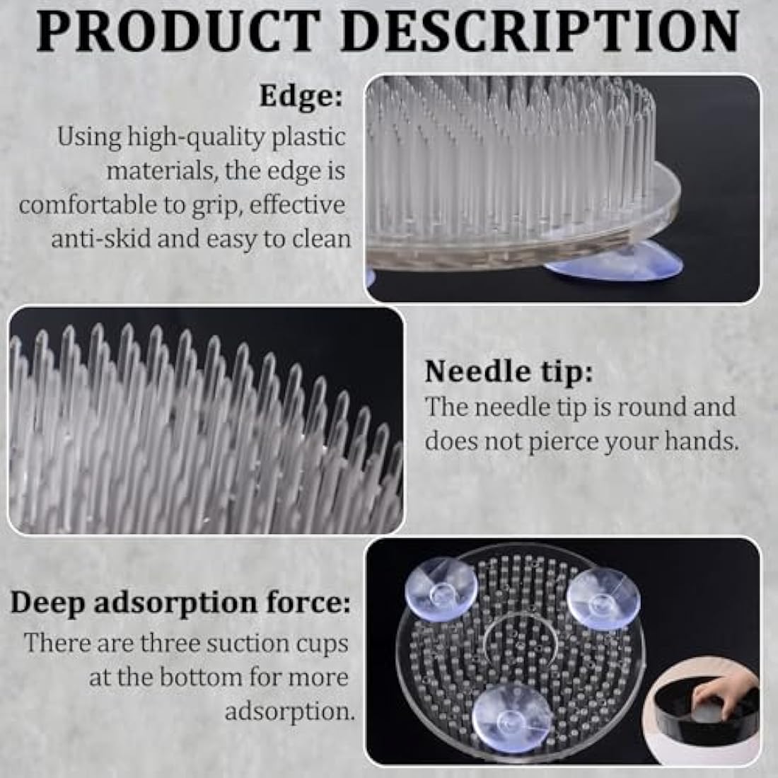 WANDIC Flower Frog, 2 Pcs Round Clear Plastic Ikebana Kenzan Frog Japanese Holder with 3 Suckers for DIY Craft