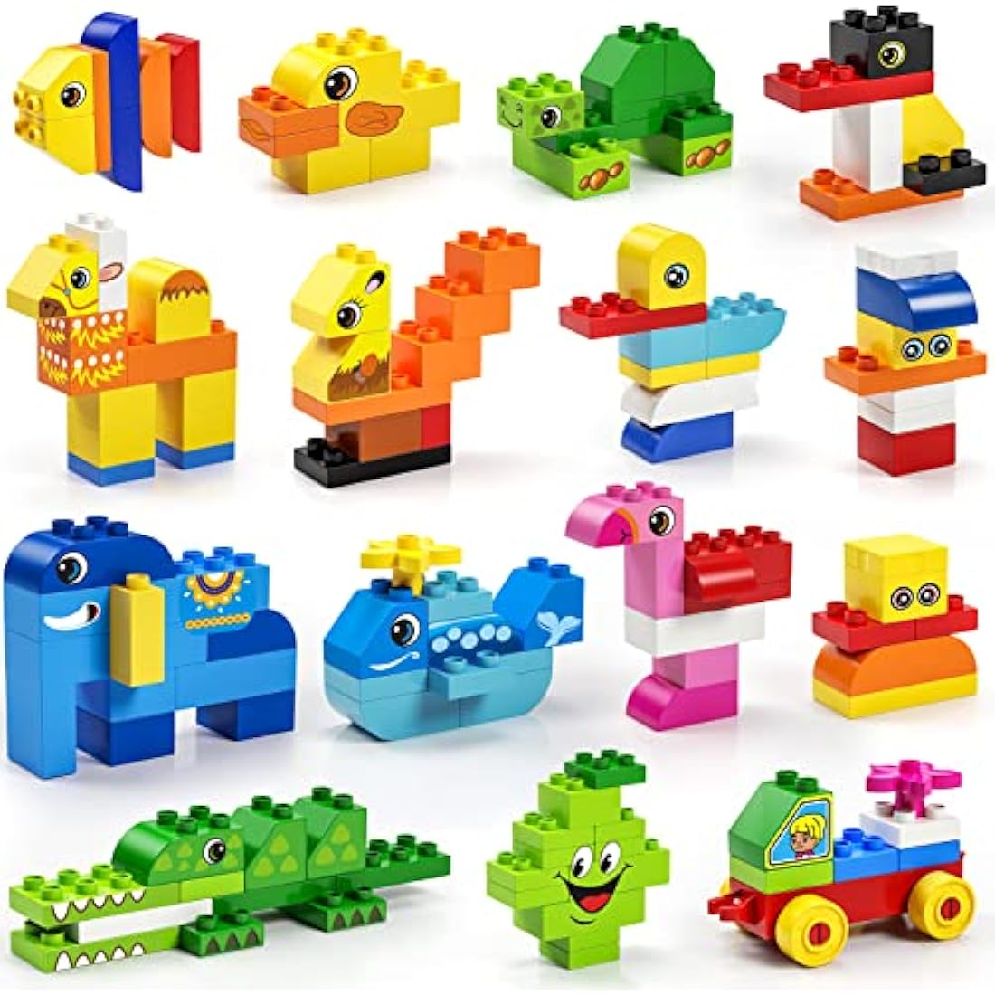 burgkidz Big Building Blocks, 135 Pieces Classic Large Size Toddler Creative Building Bricks, Compatible Block Construction Toys with Storage Bucket, Educational Gift for Boys Girls 3+