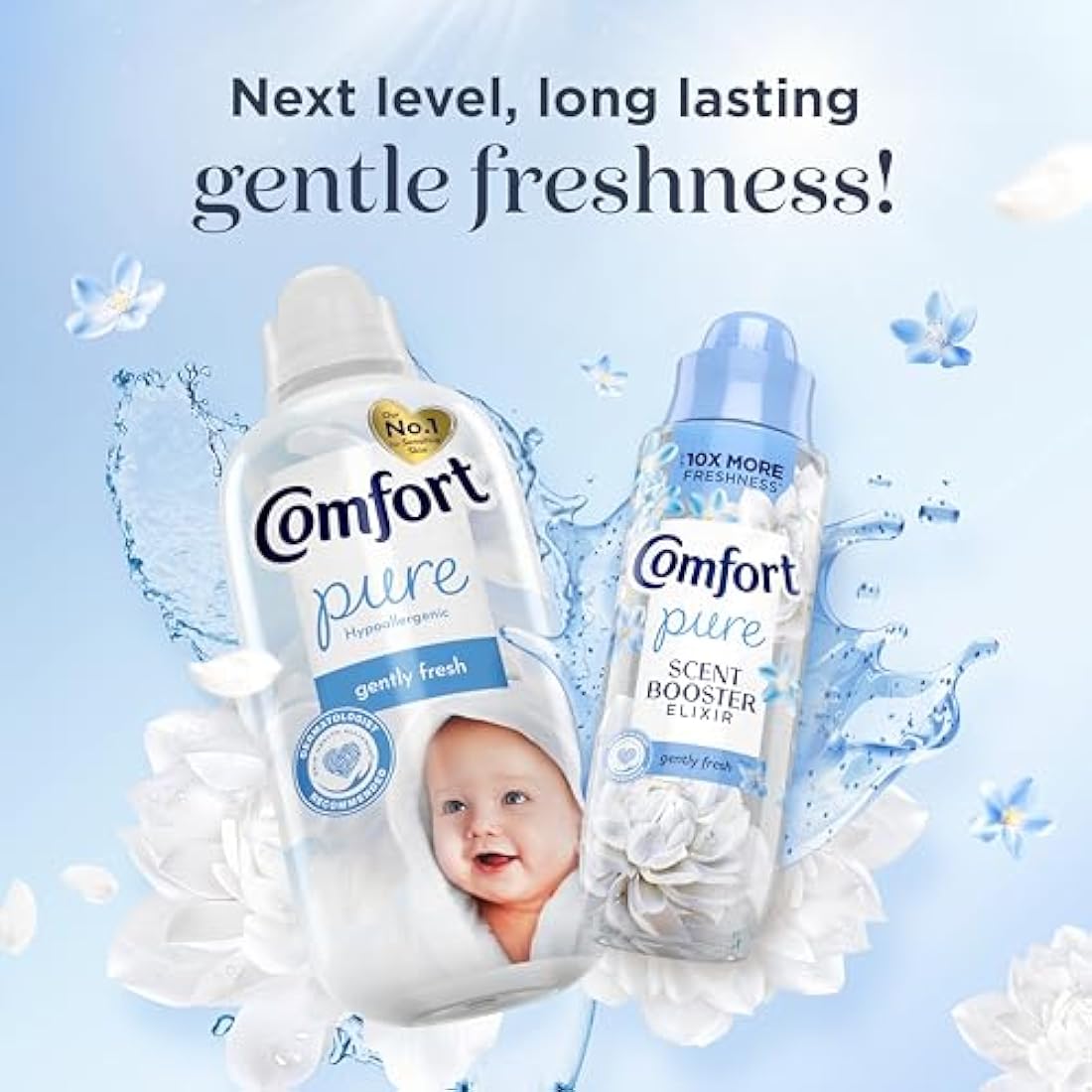 Comfort Pure Fabric Conditioner Dermatologist-Recommended and Hypoallergenic with a Gently Fresh Fragrance 288 washes (6x 1.44 L)