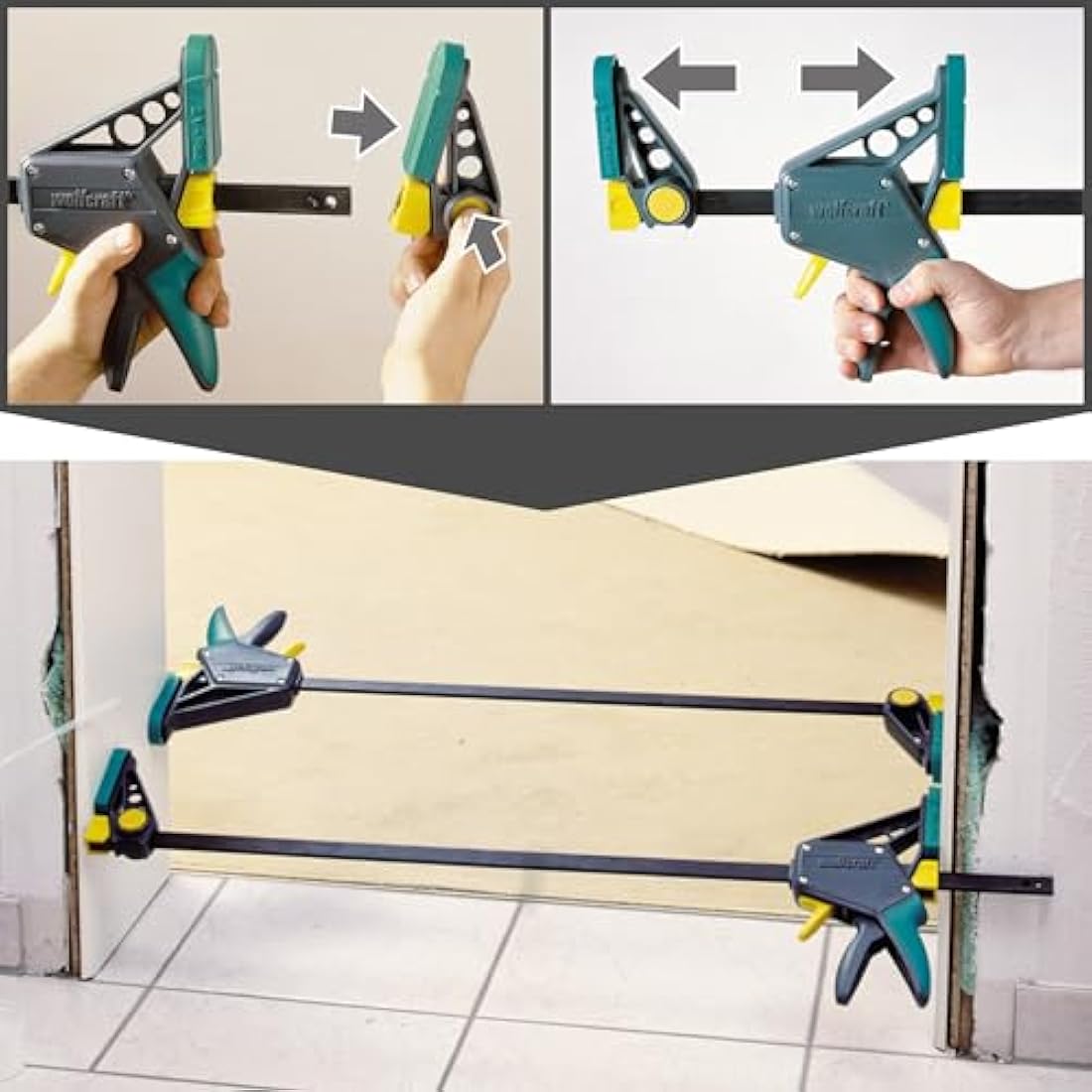 wolfcraft PRO L One-Hand Clamp, 300 mm I 3031000 I For controlled and comfortable working – ideal for woodworking and furniture construction projects