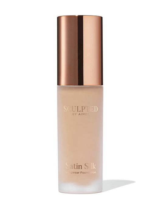 Satin Silk Longwear Foundation from Sculpted by Aimee (Tan 5.0) - Lightweight, Hydrating & Buildable High Coverage, Sweat-Resistant Foundation