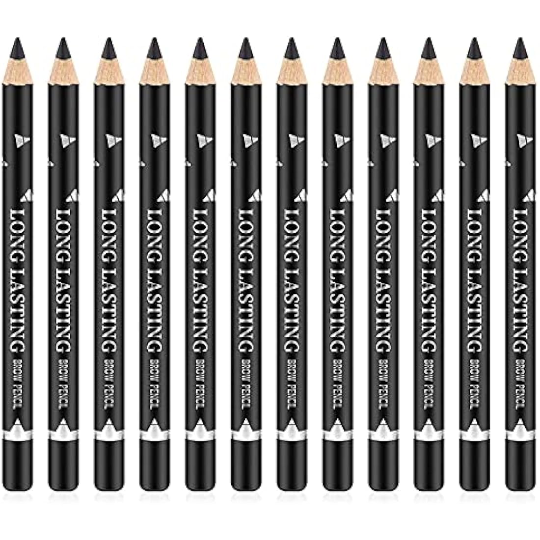 Go Ho 12 PCS Black Eyebrow Eyeliner Pencil Set, Waterproof Eyebrow Pencil,Long-lasting Sweat-proof Eyeliner Makeup Brow Tint Pen（Black）