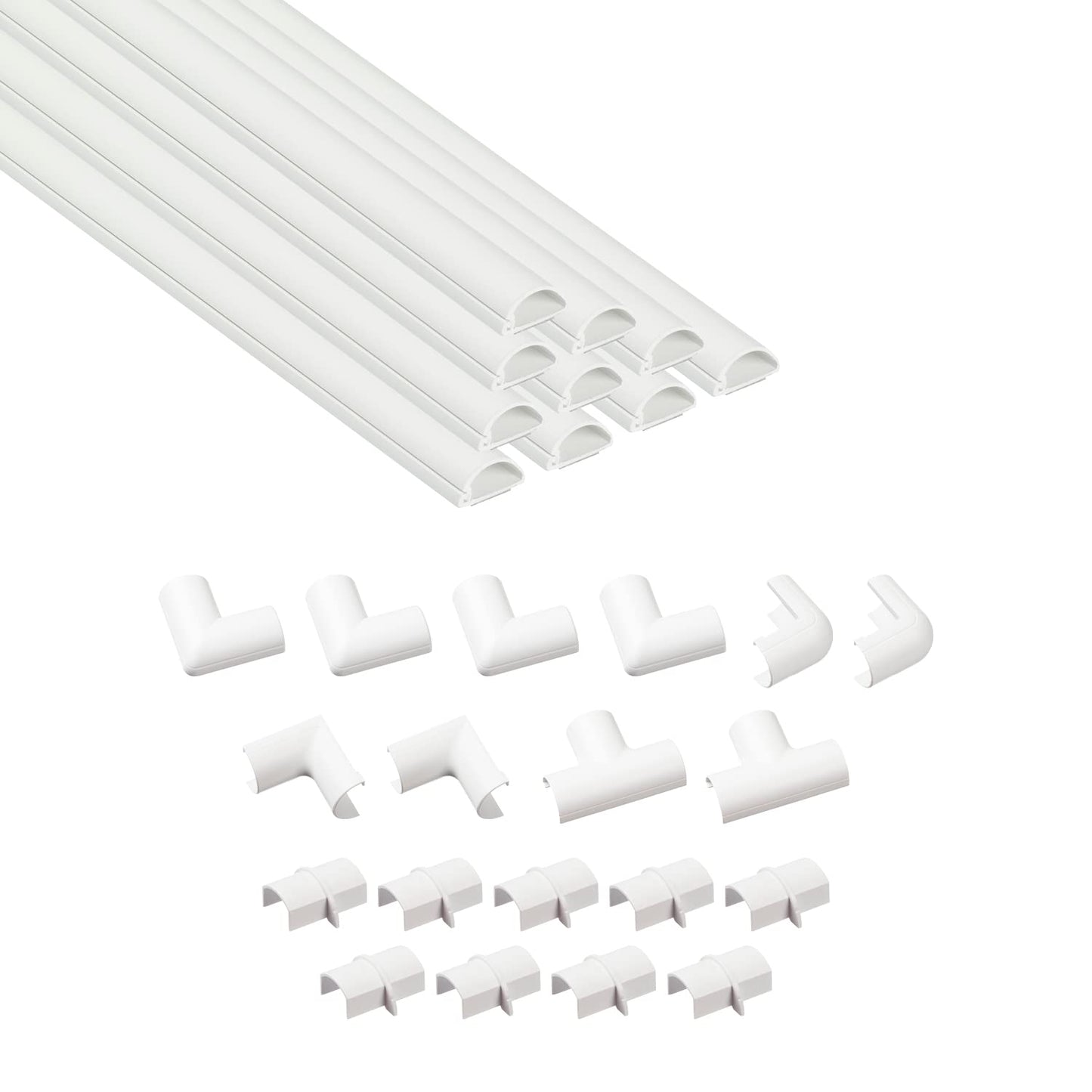 D-Line Micro+ Cable Trunking 4-Meter Pack, Half Round Cable Cover, Paintable, Self-Adhesive Wire Cover, Hide TV Wires, Cable Management - 10x 20mm (W)