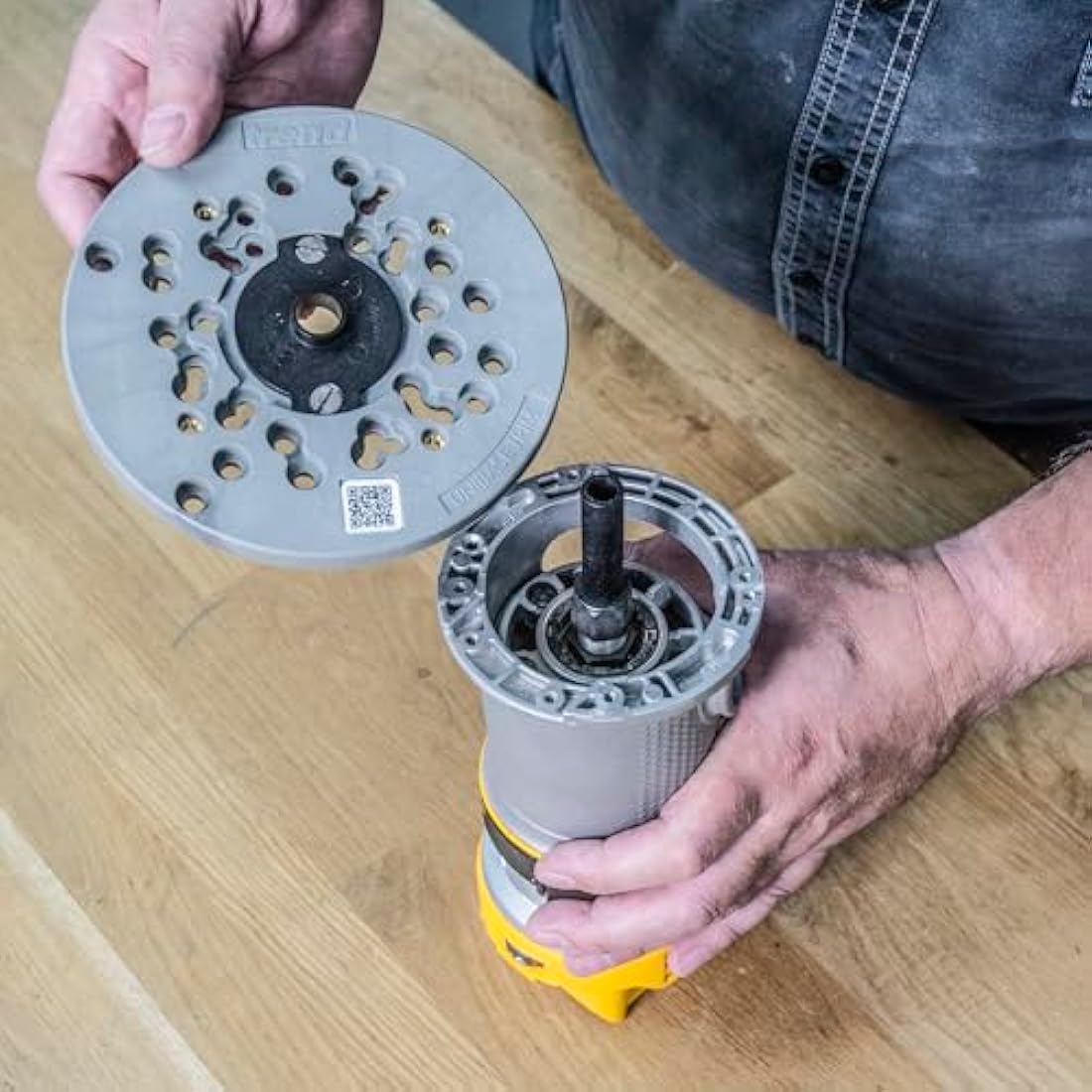 Trend Universal Trim Router Sub-Base, 150mm, Enhanced Compatibility for 1/4 Inch Trim Routers, UNIBASE/Trim, Black, UNIBASE/180