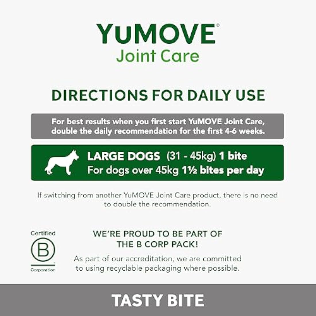 YuMOVE Joint Supplement for Dogs, ONE-A-DAY for Joint Care, Essential Dog Hip and Joint Aid for Stiff Large Dogs with Glucosamine, Chondroitin, Green Lipped Mussel, 30 Chews - 1 Month supply