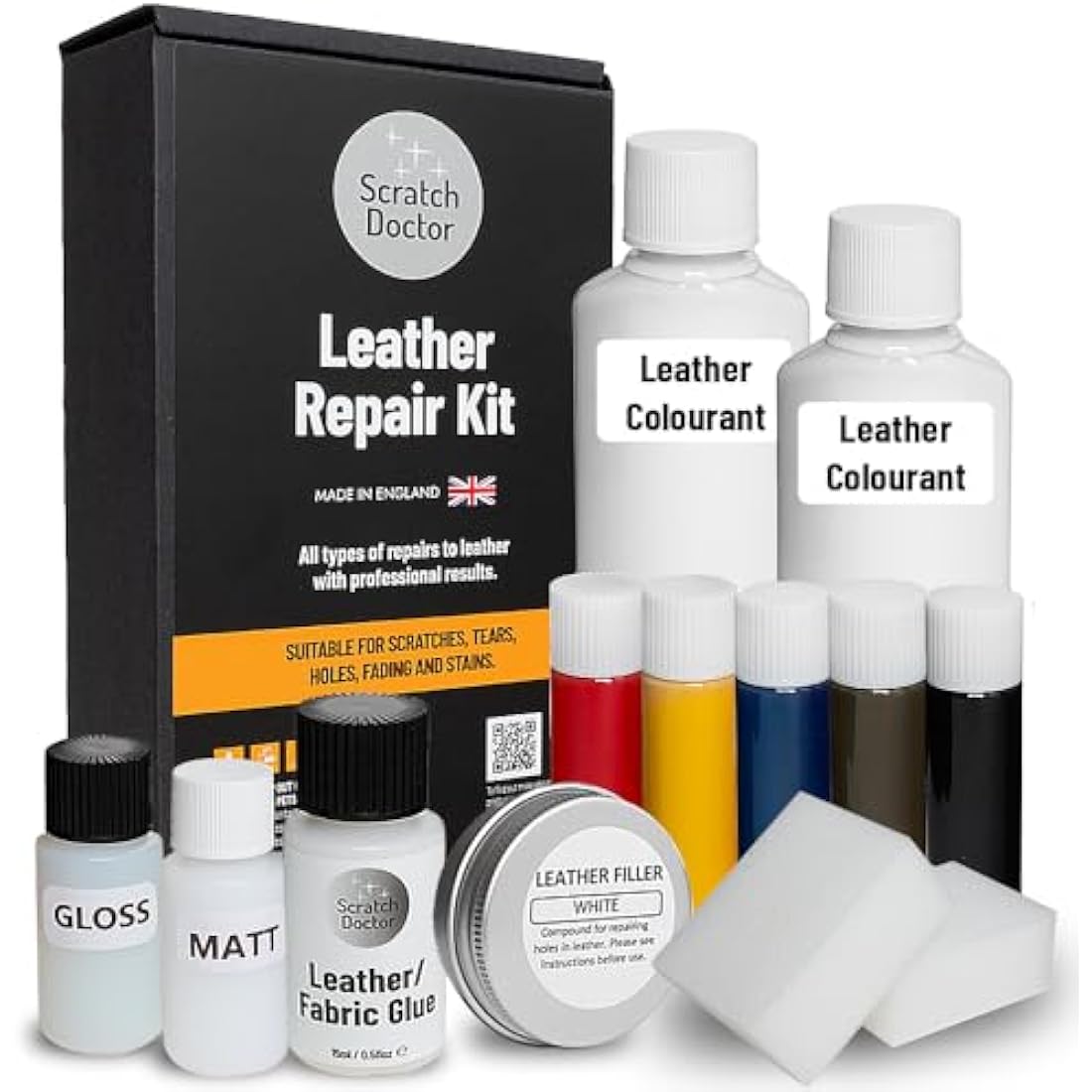 Scratch Doctor Complete Leather Repair Kit Patch, Fill, Repair & Recolour Scratches, Tears, Holes in Leather Furniture, Sofas, Car Seats (Beige)