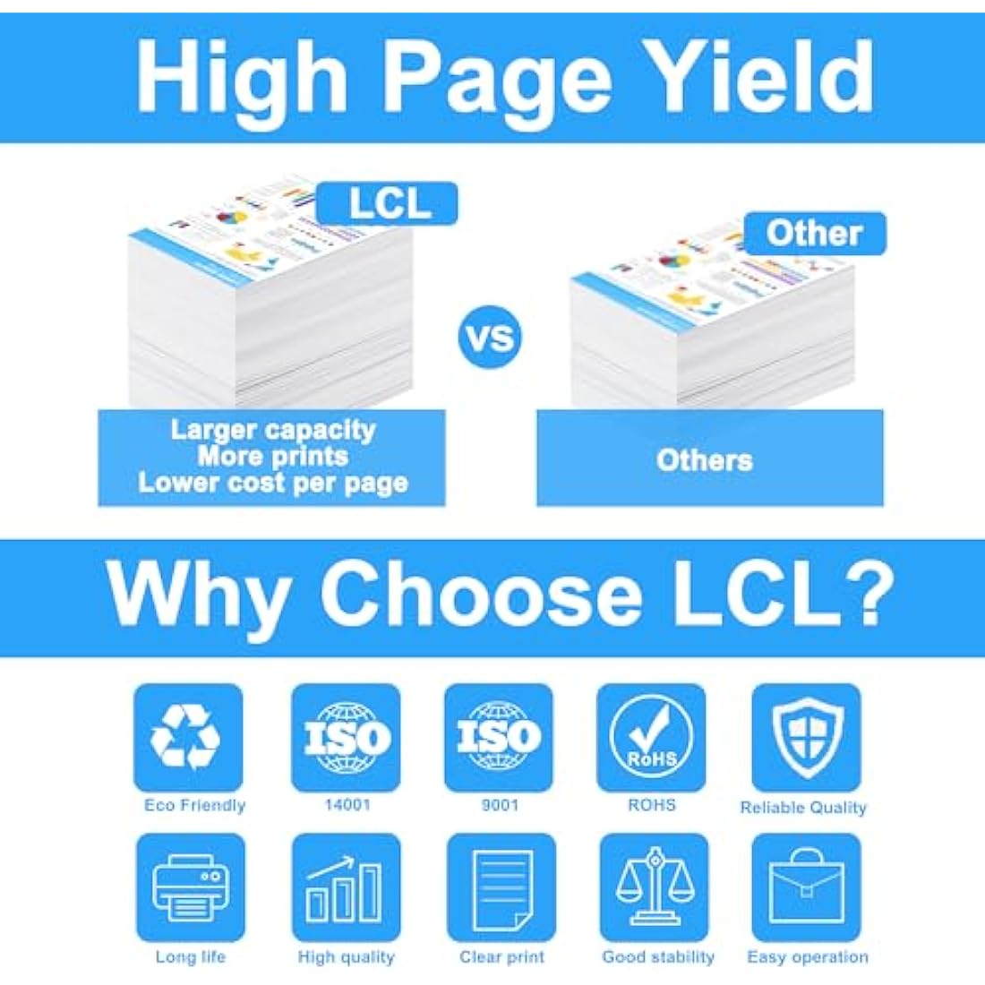 LCL 712 712XL Black high capacity 80-ml Ink Cartridge Replacement for HP 712 3ED71A 3ED70A DesignJet T650 T630 T250 T230 T210 & Studio Large Format Plotter Printers (2-Pack)