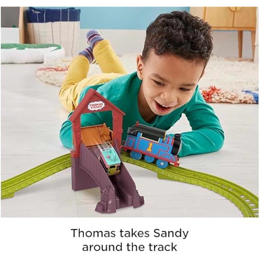 Thomas & Friends Motorized Toy Train Set Fix 'em Up Friends with Carly the Crane & Sandy the Rail Speeder for Preschool Kids Ages 3+ Years, HDY58