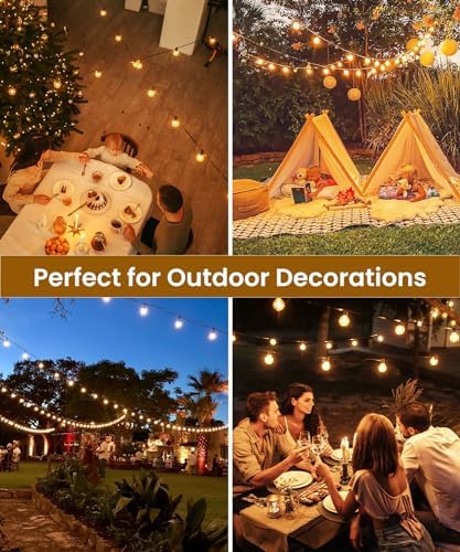 ZYRIVON Outdoor Lights Mains Powered, 20M/66Ft 30+2 LED Garden Lights, Shatterproof Waterproof Outside Lights, Warm White String Lights for Garden, Yard, Wedding, Christmas, Gazebo, Fence, Roof, Party
