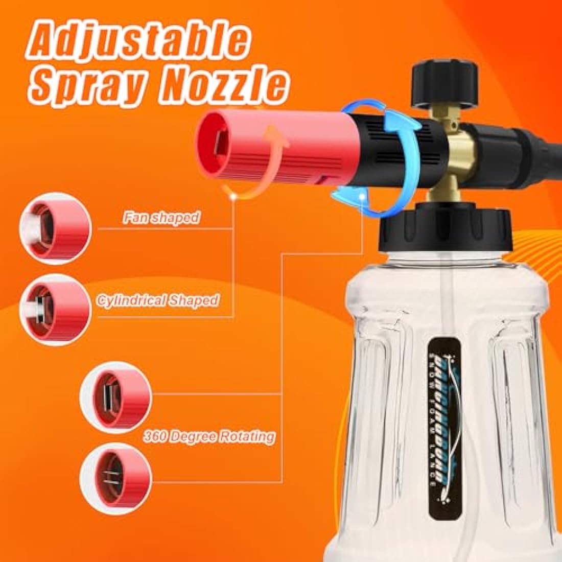 DANCINGBOAR Snow Foam Lance Foam Cannon for Karcher K Series K2 K3 K4 K5 K6 K7 Pressure Washer, 1L Soap Dispenser with Adjustable Spray Nozzle and New Generation Connector (Black & Red)