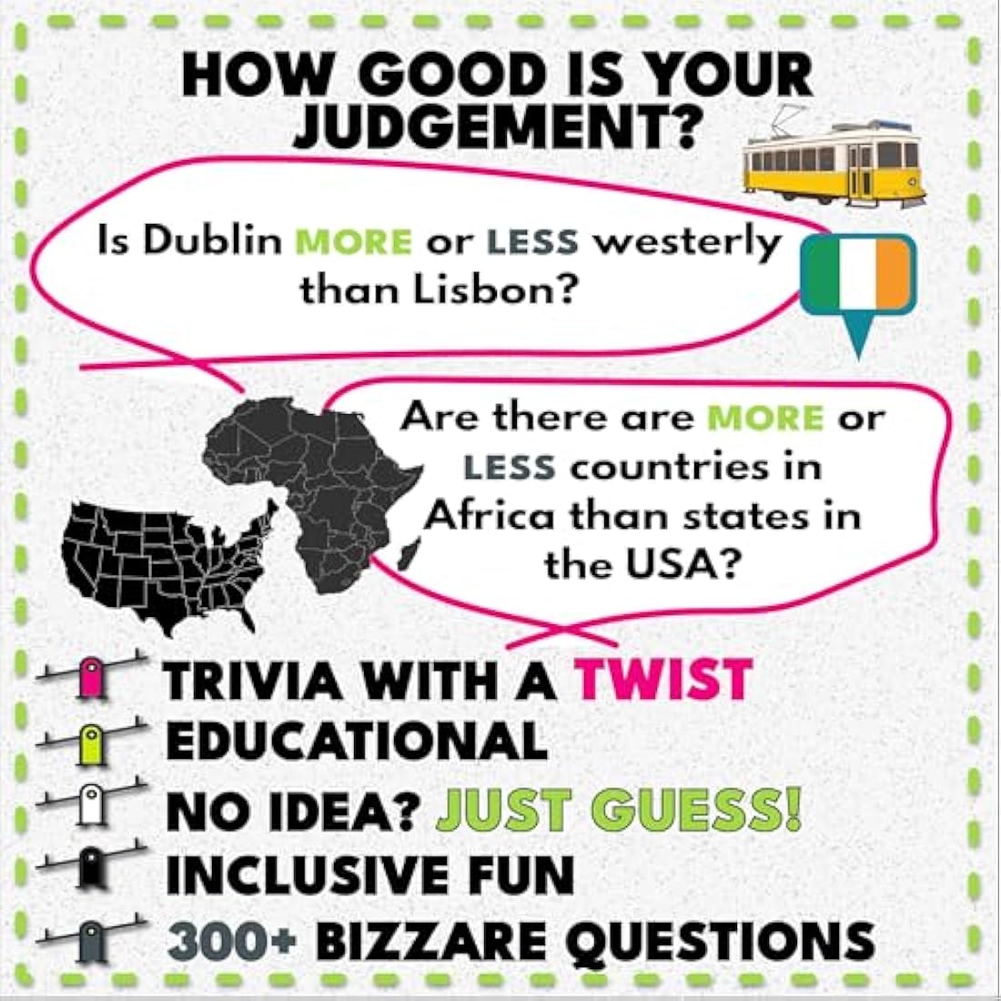 More or Less Geography Edition Card Game | 2 Players + | Travel & Pocket Card Game for Kids, Teens & Adults | Play Anywhere
