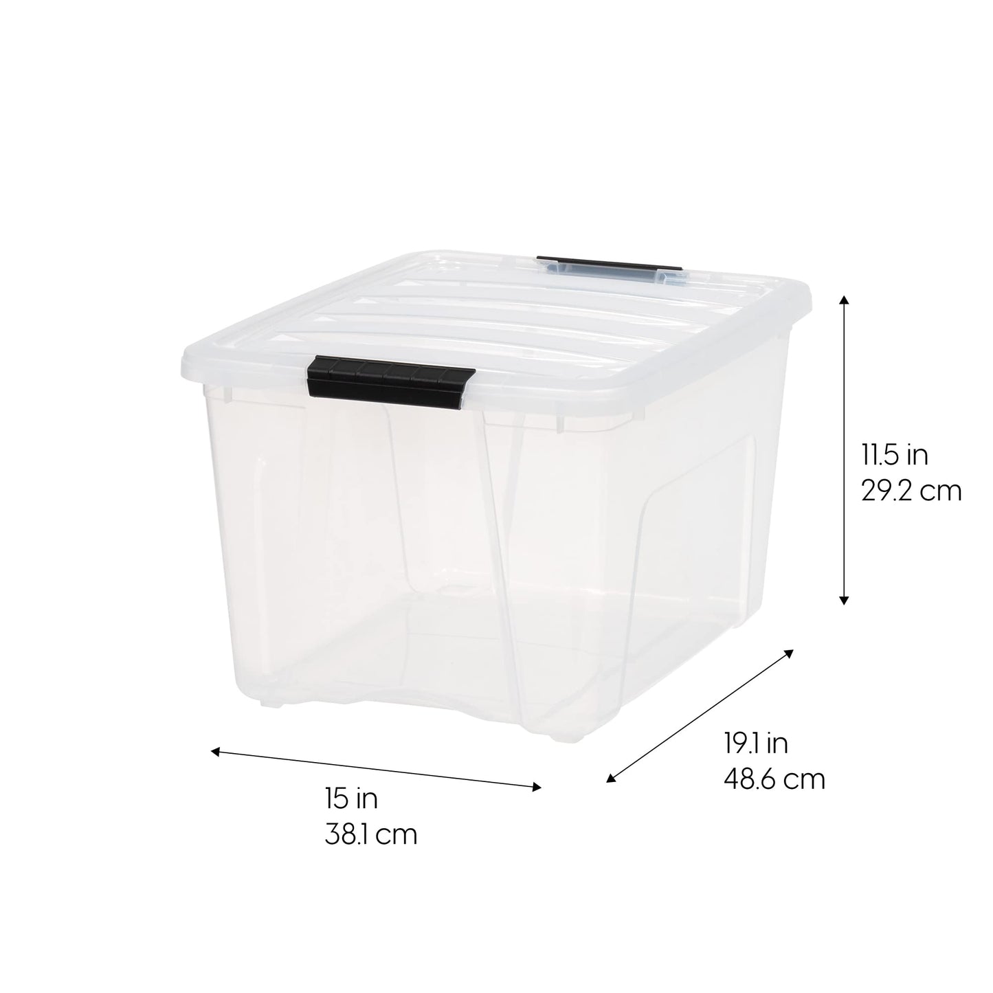 IRIS USA 6 Pack 40qt Clear View Plastic Storage Bin with Lid and Secure Latching Buckles