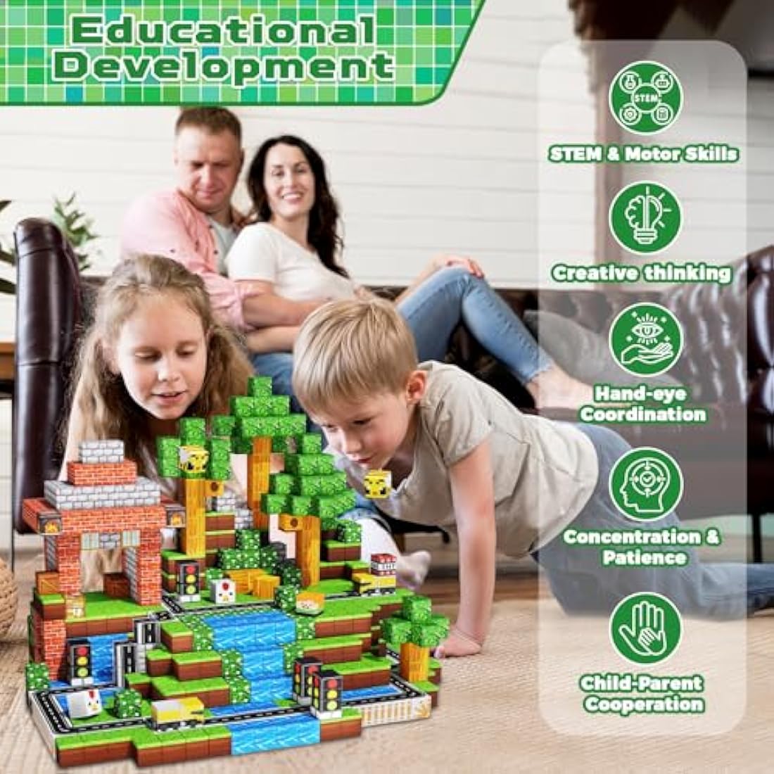 Magnetic Blocks - 150PCS Magnetic Building Blocks Road Forest Cubes Toys for Montessori Toddler Birthday Gifts -STEM Sensory Construction Toys for Kids Ages 3+ for Boy & Girl