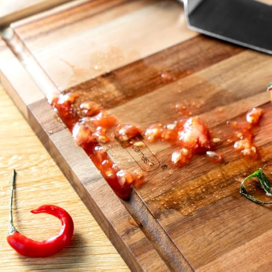 Wood Chopping Board,James.F Thick Acacia Wooden Chopping Board with Juice Groove, Reversible Wood Serving Cutting Board for Kitchen,Charcuterie Board for Meat Bread Cheese(40 x 30 x 1.8 cm)