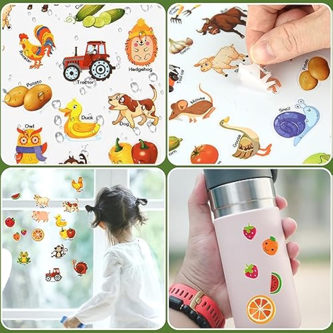ASTARON Reusable 3D Puffy Sticker Book for Kids 3-6, Cute Waterproof Farm Harvest Stickers 88 Pcs, Puffy Sticker Game Travel Stickers and Educational Sensory Learning Toy Busy Book