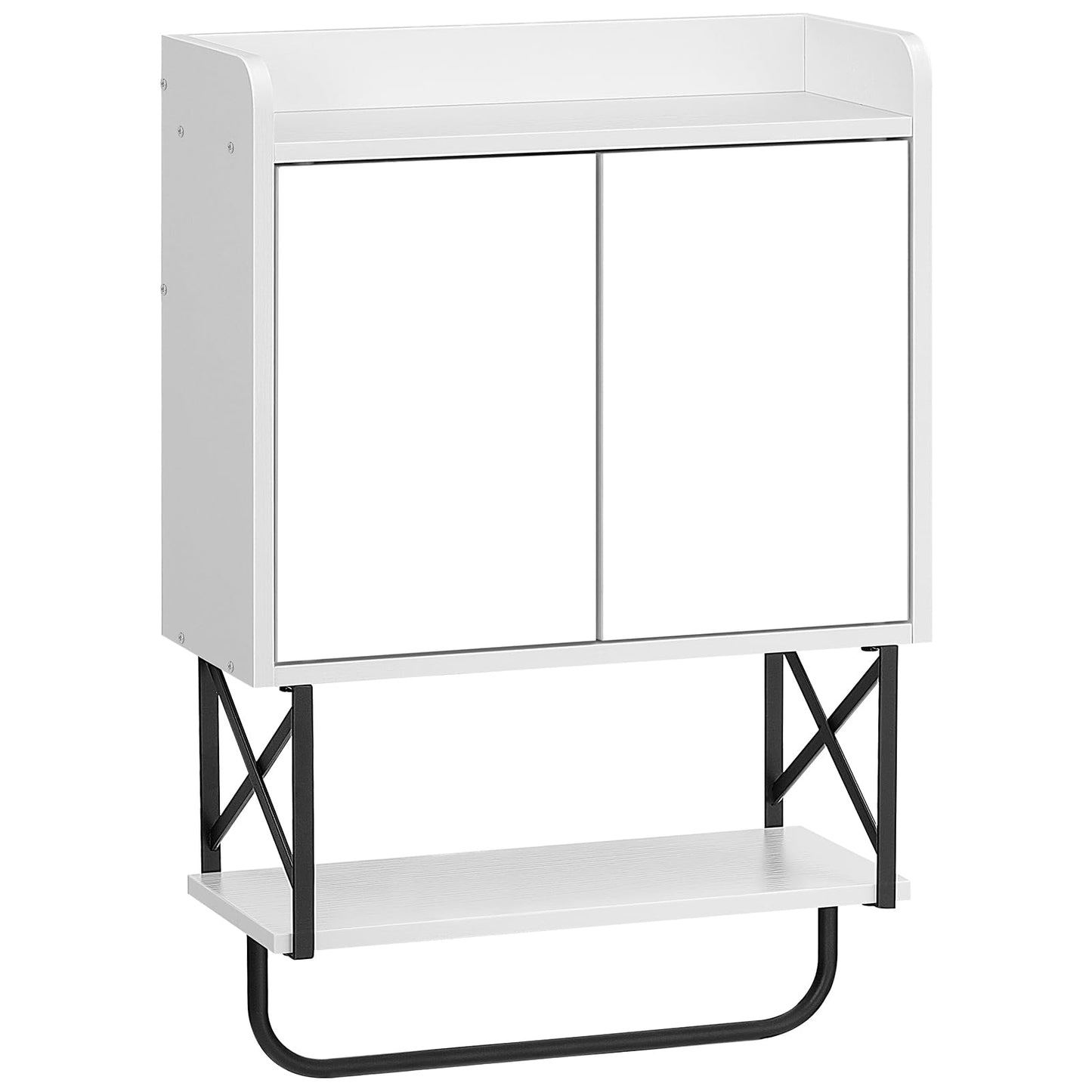 HOOBRO Bathroom Mirror Cabinet, Wall Mounted Bathroom Cabinet with Mirror, Towel Bar and Adjustable Shelf, Double Doors Cupboard Storage Unit, for