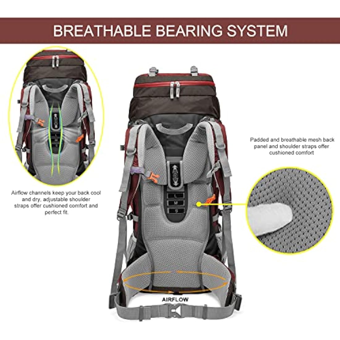 MOUNTAINTOP Hiking Backpack 80L Waterproof Mountaineering Backpack Large Camping Trekking Rucksack Multifunctional Climbing with Rain Cover