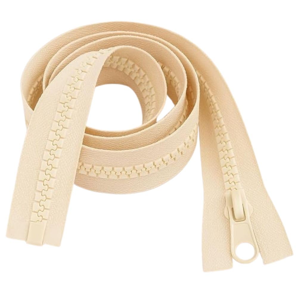 16" (41cm) Cream Chunky Zip - Heavy-Duty Open-Ended Separating