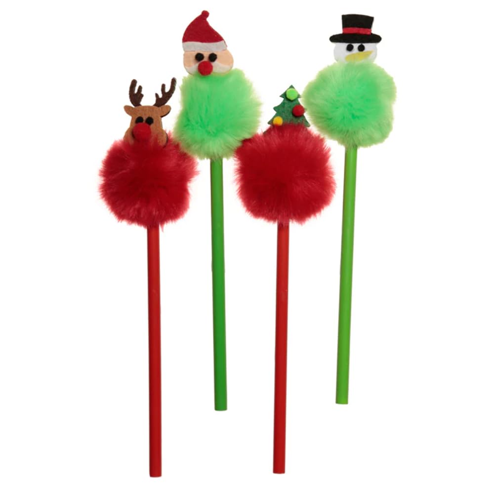 PUCKATOR Wooden Pencils Model Crayon Pompon de Noël Rouge et Vert