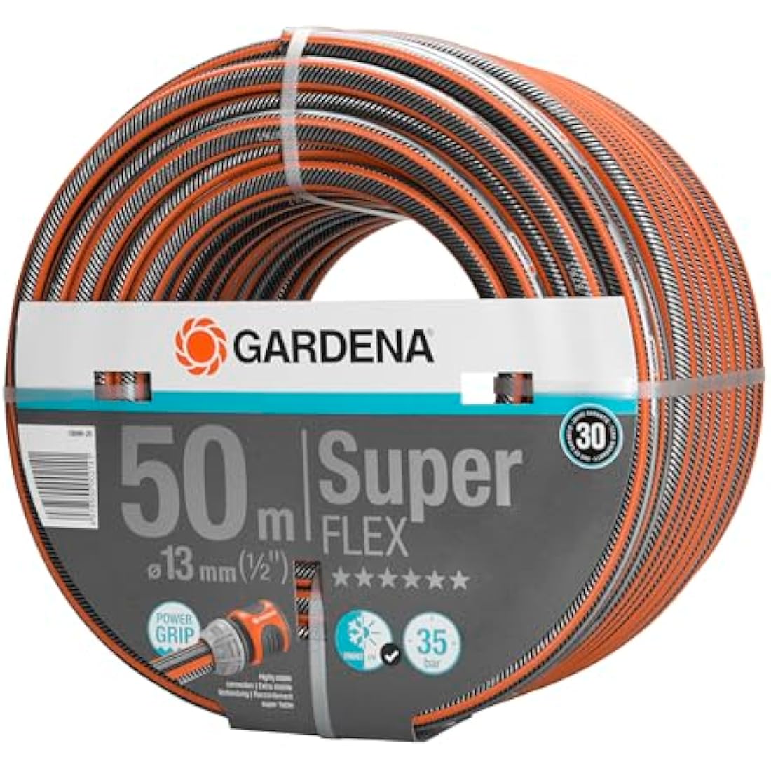 Gardena Premium Superflex Hose, 13 mm (1/2 inch), 50 m: Garden Hose with Power Grip Profile, 35 bar Burst Pressure, Highly Flexible, Keeps its Shape, Frost/UV Resistant (18096-20)
