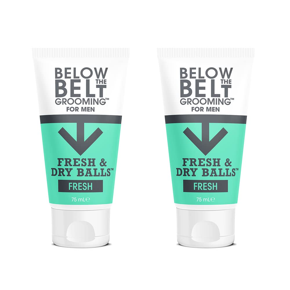 Below The Belt Grooming Fresh & Dry Ball Intimate Deodorant and Anti Chafing Cream For Men, Protects against Sweat, Odour and Chafing, Fresh Scent 2 x