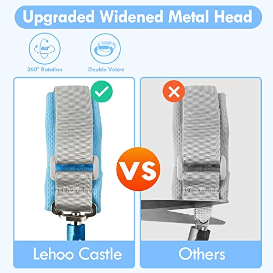 Lehoo Castle Baby Reins for Walking, 1.5M Toddler Reins for Kids with Induction Lock, Anti Lost Wrist Link Wrist Reins, Child Safety Harness for Autism Boys Girls (Light Blue)