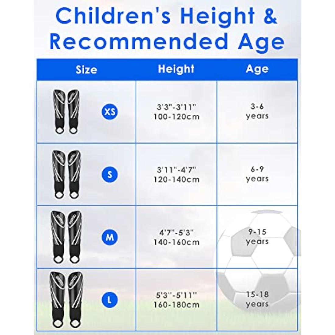 Youth Football Shin Guards, BROTOU High Strength Junior Shin Pads with Calf & Ankle Protection, Lightweight Design, Breathable, Non Slip Extended Adjustable Straps, for Boys and Girls