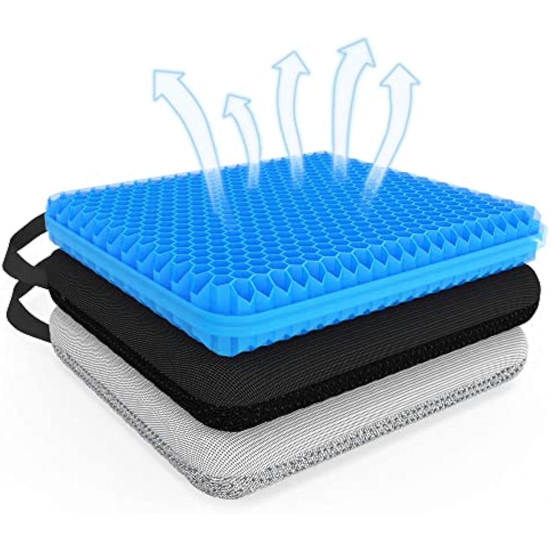 b.comfi® Gel Seat Cushion with 2 x Covers - Pressure Cushion for Coccyx Sciatica & Lower Back Pain Pressure Relief - Office Chair Memory Foam Alternative Wheelchair & Car Seat Cushion