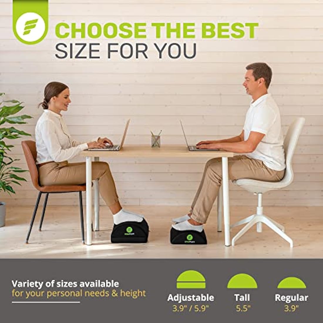ErgoFoam Ergonomic Foot Rest for Under Desk | Premium Velvet Soft Foam Footrest for Under Desk | Most Comfortable Office Foot Rest in The World for Lumbar, Back, Knee Pain | Foot Stool Rocker (Black)