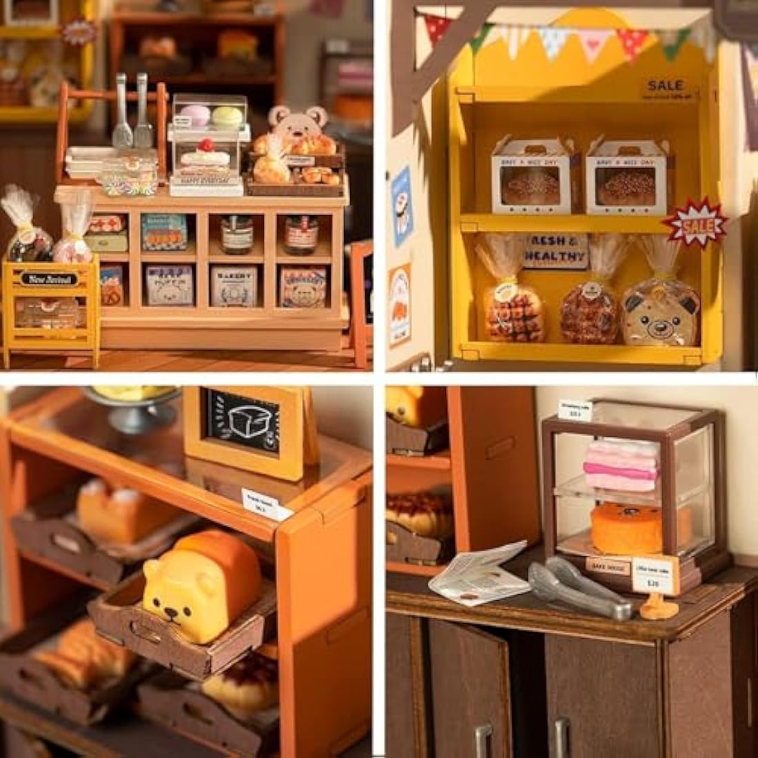 RoWood DIY Miniature Doll House Kit Bakery | Wooden Dollhouse Model Book Nook Kit | Craft Kits Gifts for Adults and Teens (LAT-DG161)