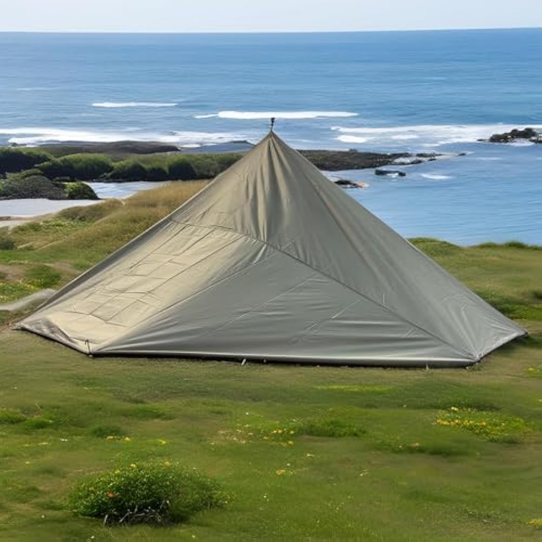 HIDEWALKER Camping Tarp Shelter 3x3m 3x4m 3x5m Lightweight Tent Tarpaulin Waterproof Tent Awning Canopy Basha Sunshade for Hiking Backpacking (Khaki, 3x5m)