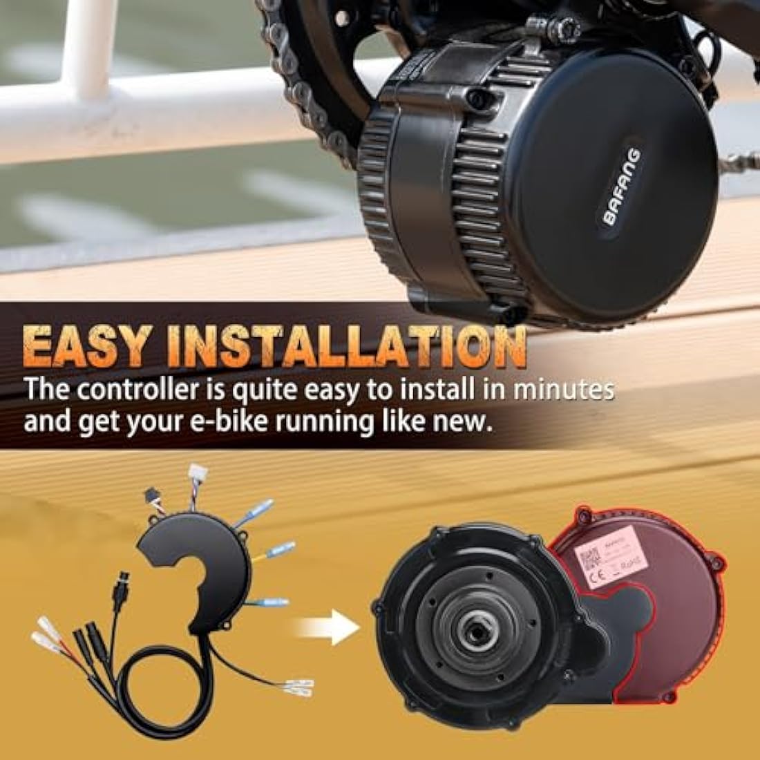 Bafang Controller 36V 250W 350W 500W/48V 750W 1000W /52V 1000W Mid Drive Controller with Front Lamp Connector and Gear Shift Sensor Connector Latest Model