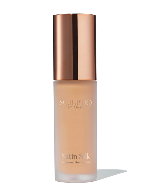 Satin Silk Longwear Foundation from Sculpted by Aimee (Tan Plus 5.5) - Lightweight, Hydrating & Buildable High Coverage, Sweat-Resistant Foundation