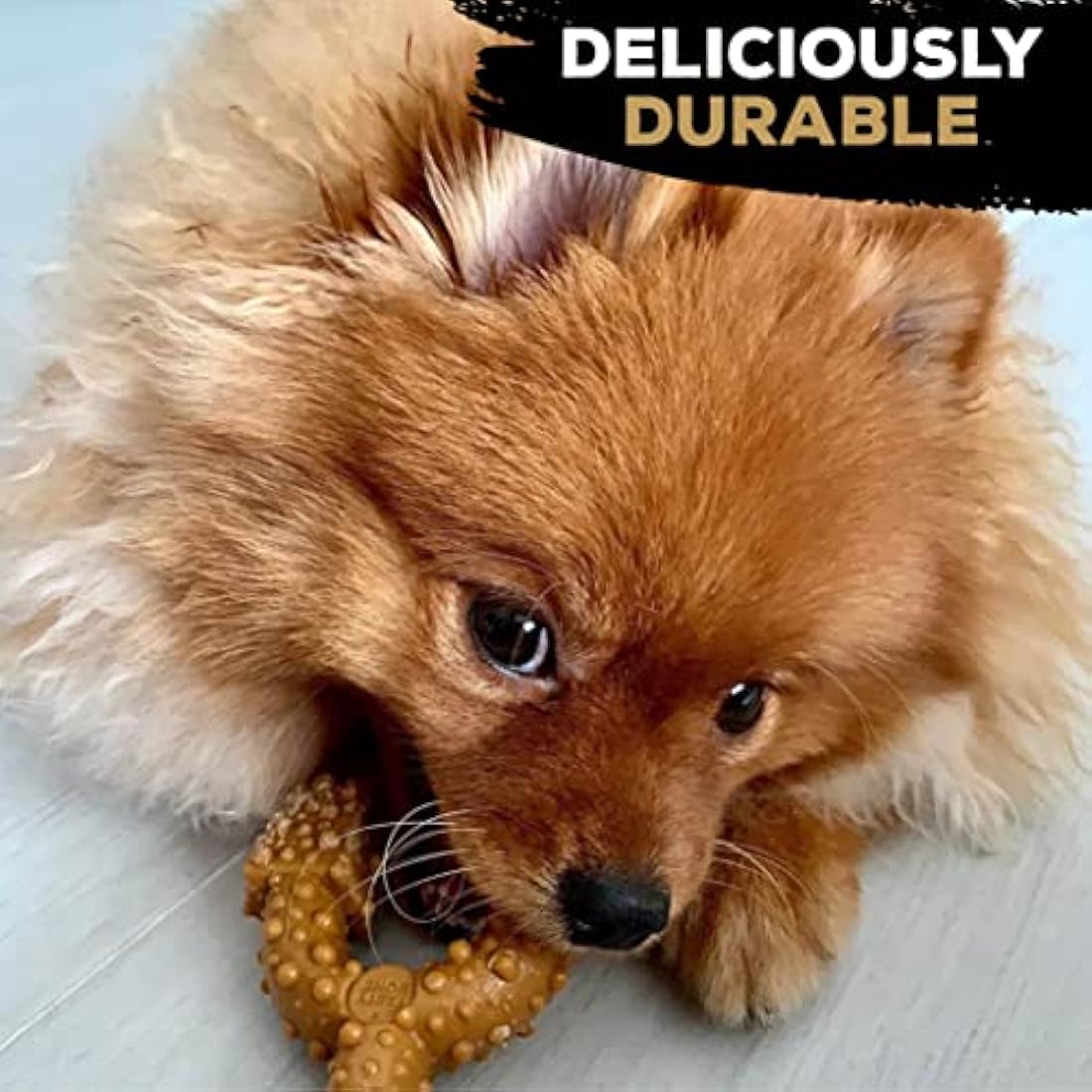 TastyBone TrioBone Nylon Dog Chew Toy for Toy Dogs (Beef) - Indestructible for Aggressive Chewers, Everlasting Flavour, Strong Healthy Teeth, Made in the UK
