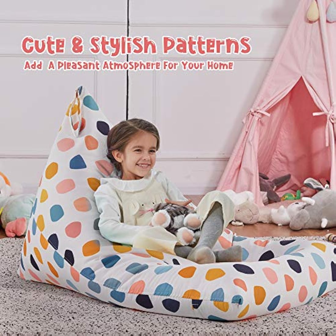 Nobildonna Stuffed Animal Storage Bean Bag for Kids (No Filler), Extra Large 250L Bean Bag Chair Cover Only, Washable Beanbag Without Filling Soft Premium Canvas Stuffable Bean Bag Cover