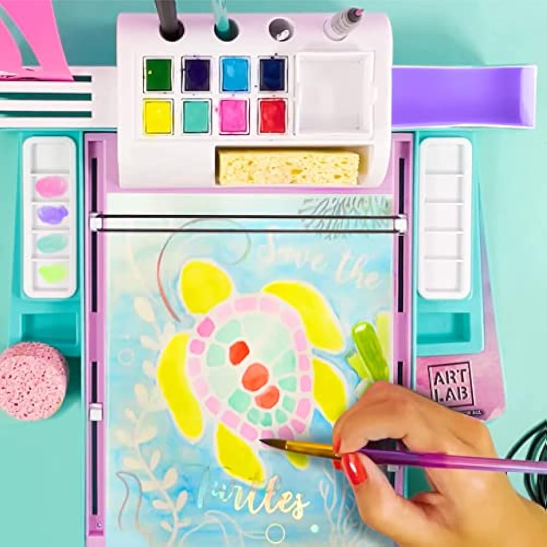 Watercolour Studio, All-in-One Studio, 8 Paints, 15 Watercolour Sheets, 14 Tools + Accessories, Learn 6 Fun Techniques! For Ages 6+