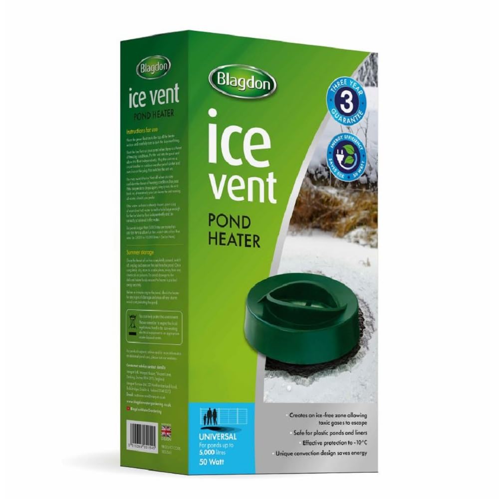 Blagdon Affinity Ice Vent 50w Pond Heater, Allows Oxygen In, Toxic Gases Out, Allows Fish to Breathe, for Ponds up to 5000 Litre,Black