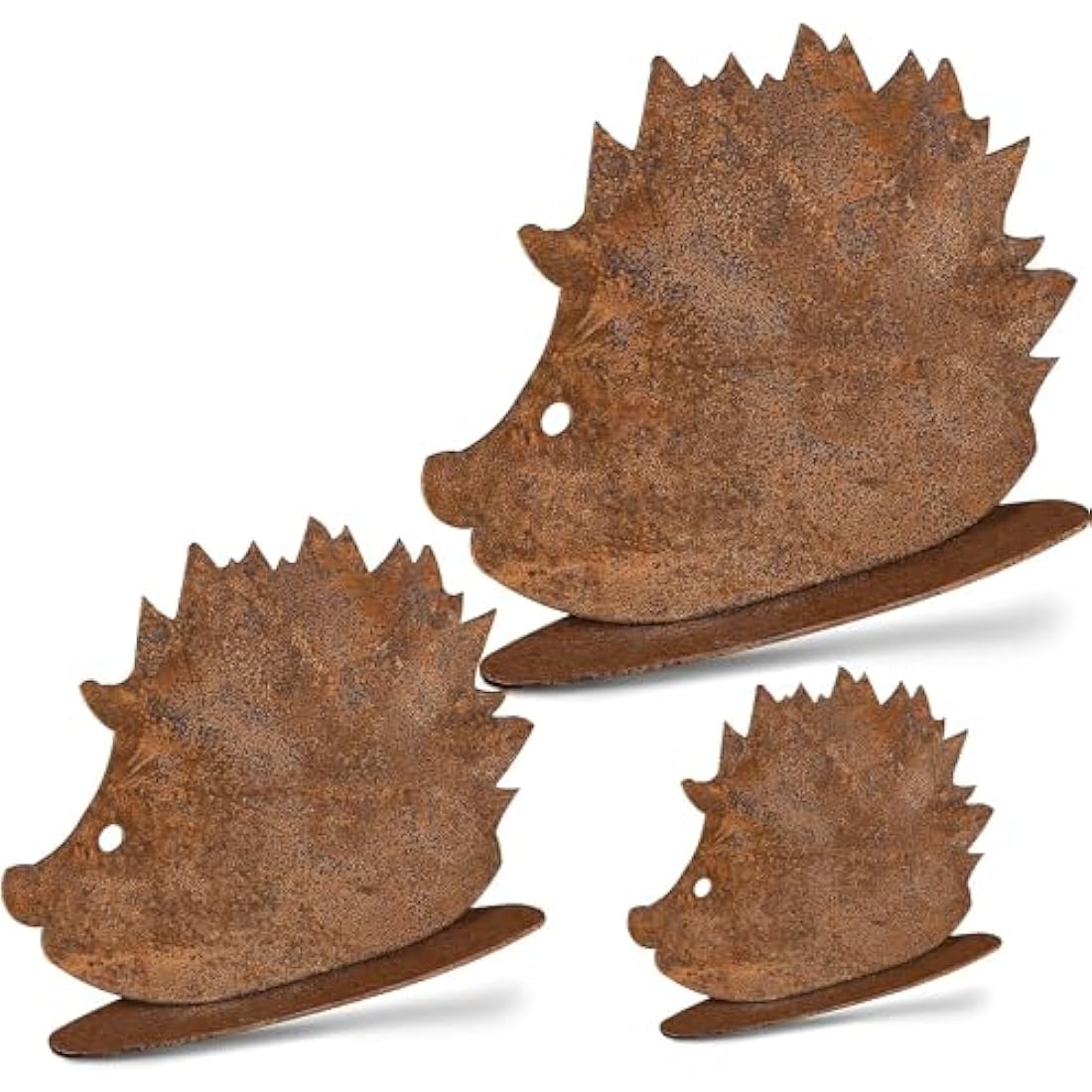 Autumn Hedgehog Family Set of 3 Decorative Patina Metal