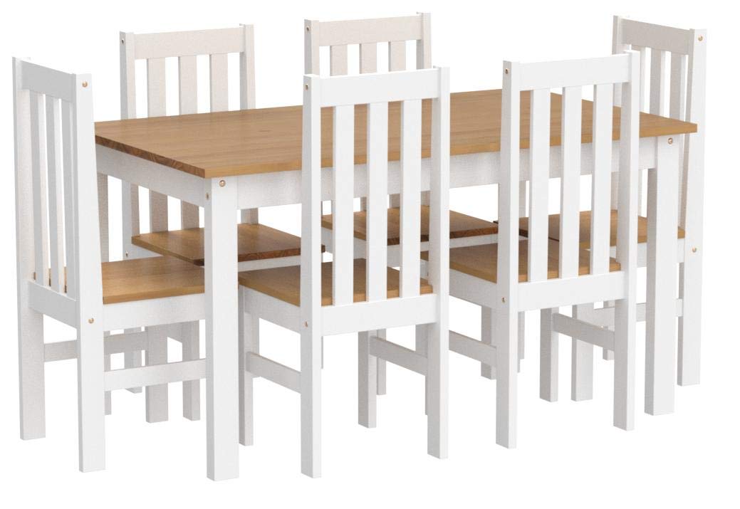 Seconique Ludlow 1+4 Dining Set in White/Oak Effect