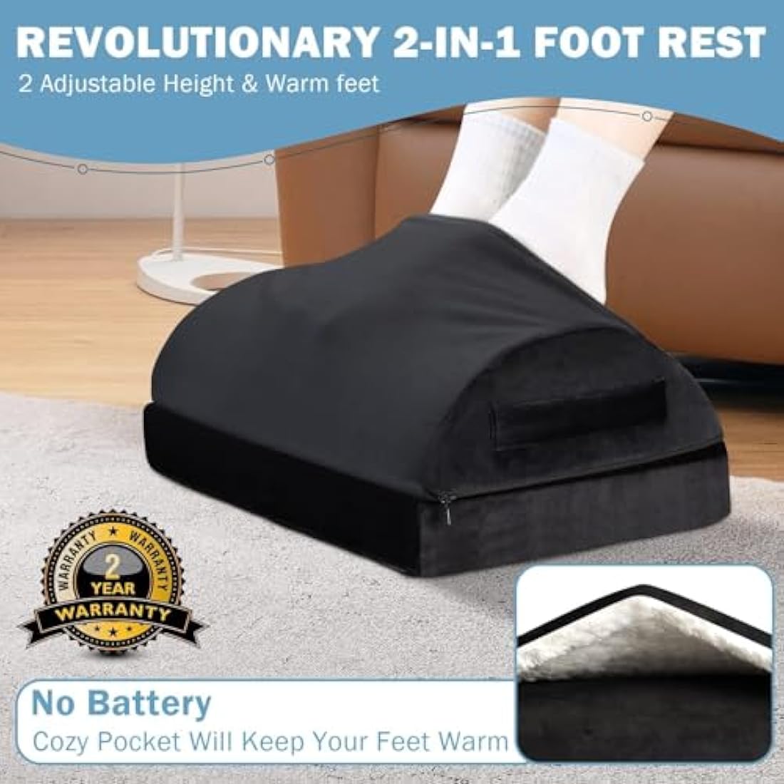 Foot Rest for Under Desk at Work, Adjustable Desk Footrest for Office Chair & Gaming Chair,Ergonomic Footrest Pillow Desks Foot Stool for Home Airplane Car to Relieve Back Knee Pain